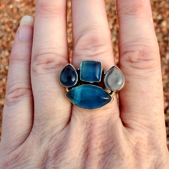 New Dichroic Glass 925 Silver Ring. - Picture 7 of 12